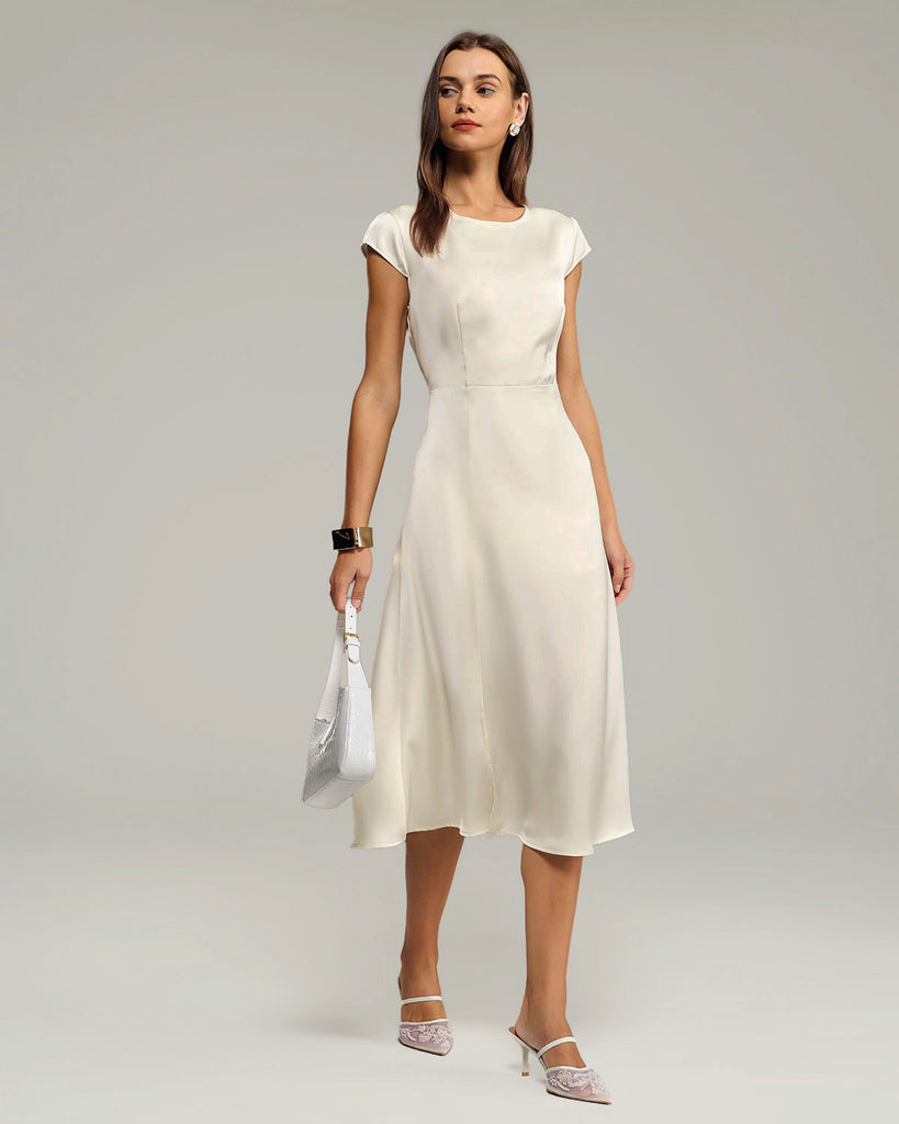Women's Woven Polyester Midi Dress Dresses - RIHOAS
