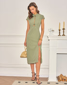 Women's Woven Polyester Midi Dress Dresses - RIHOAS