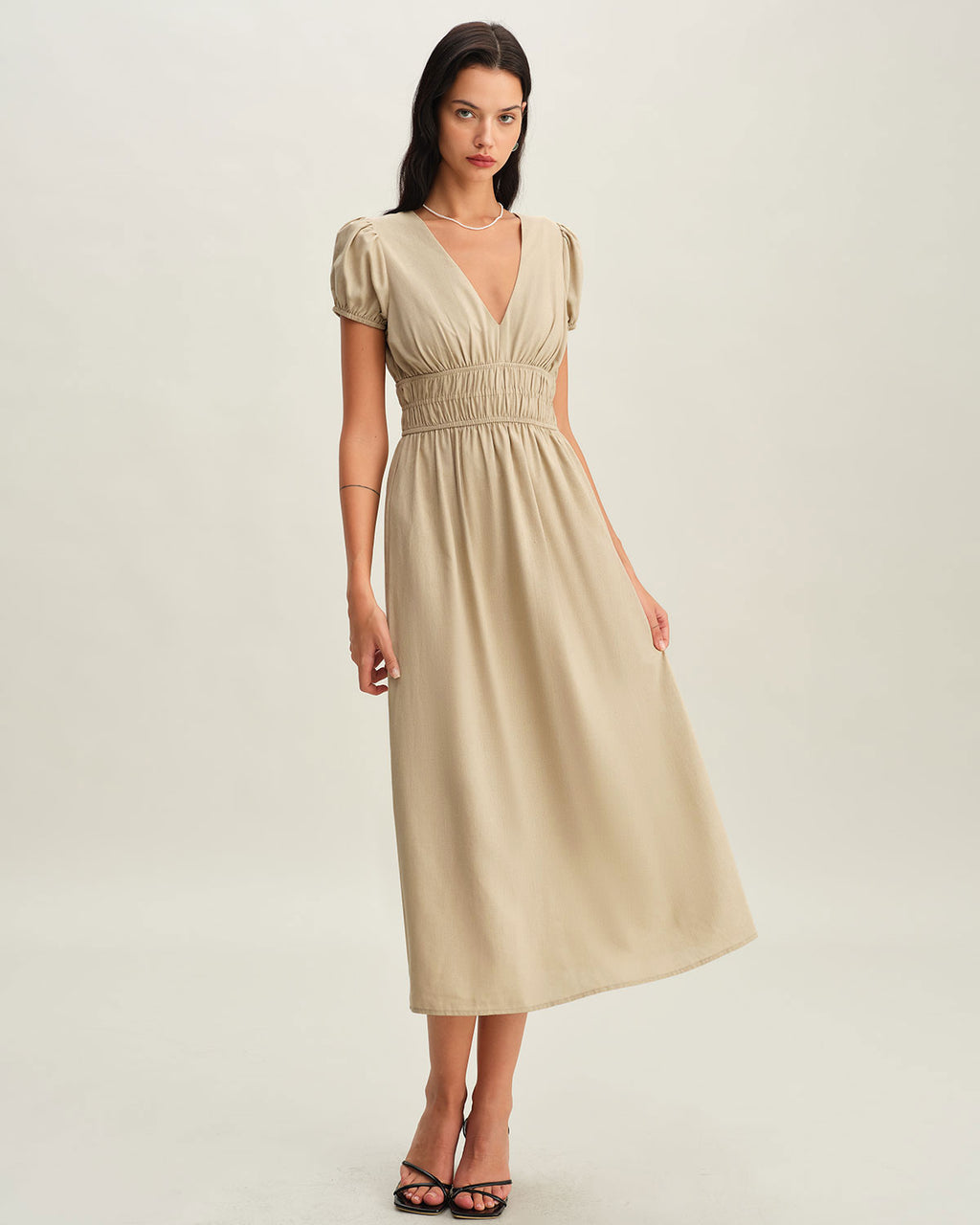 Women's Woven Polyester Midi Dress Dresses - RIHOAS