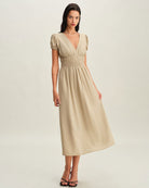 Women's Woven Polyester Midi Dress Dresses - RIHOAS