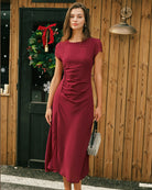 Women's Woven Polyester Midi Dress Dresses - RIHOAS