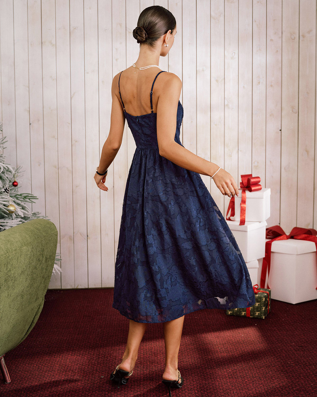 Women's Woven Polyester Midi Dress Dresses - RIHOAS