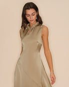 Women's Woven Polyester Midi Dress Dresses - RIHOAS