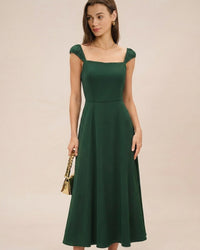 Rihoas Jacquard Cap Sleeve Midi Dress for Women, Green / S Rihoas Jacquard Cap Sleeve Midi Dress for Women, Green / S