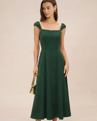 Women's Woven Polyester Midi Dress Dresses - RIHOAS