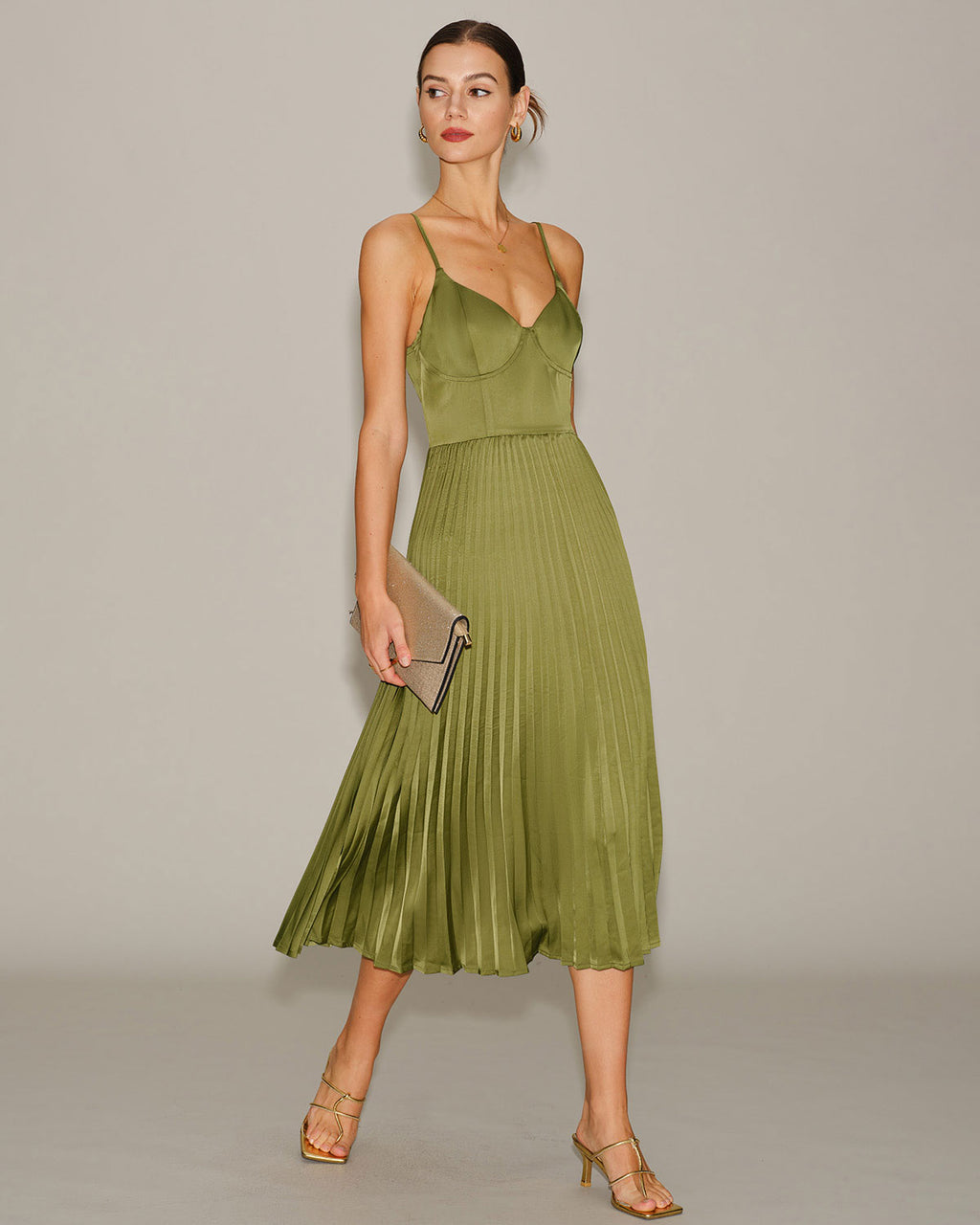 Women's Woven Polyester Midi Dress Dresses - RIHOAS