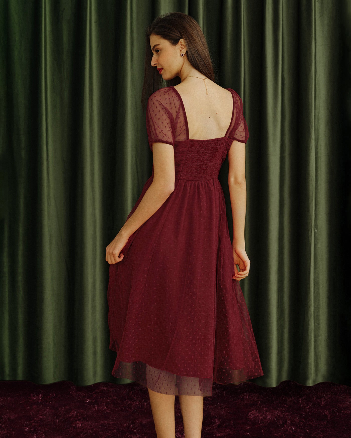Red Sweetheart Neck Polka Dot Midi Dress Red Sweetheart Neck Polka Dot Midi Dress