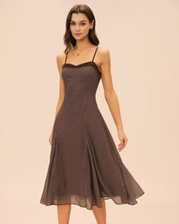 Women's Woven Polyester Midi Dress Dresses - RIHOAS