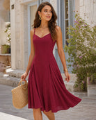 Women's Woven Polyester Midi Dress - RIHOAS