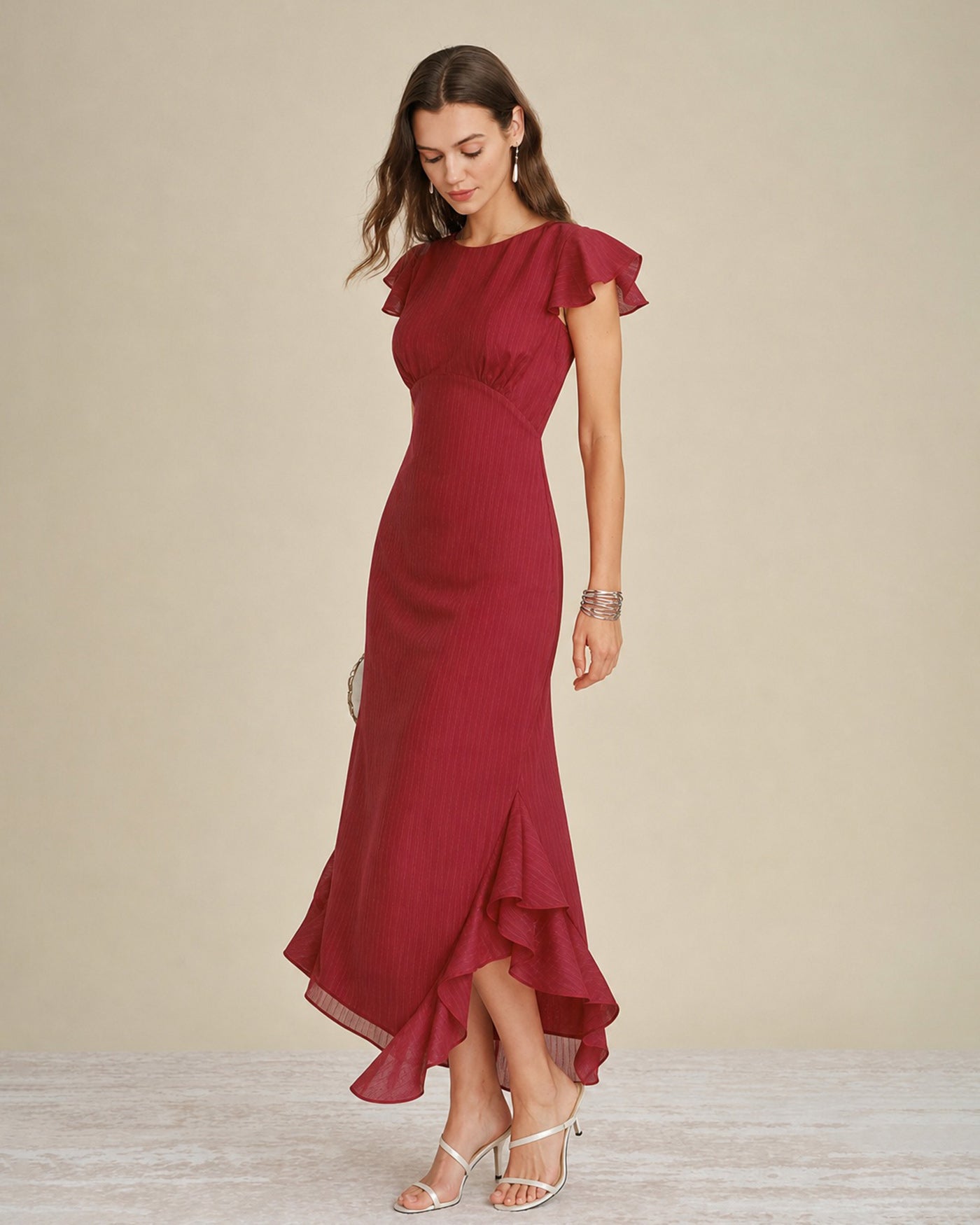 Women's Woven Polyester Midi Dress Dresses - RIHOAS