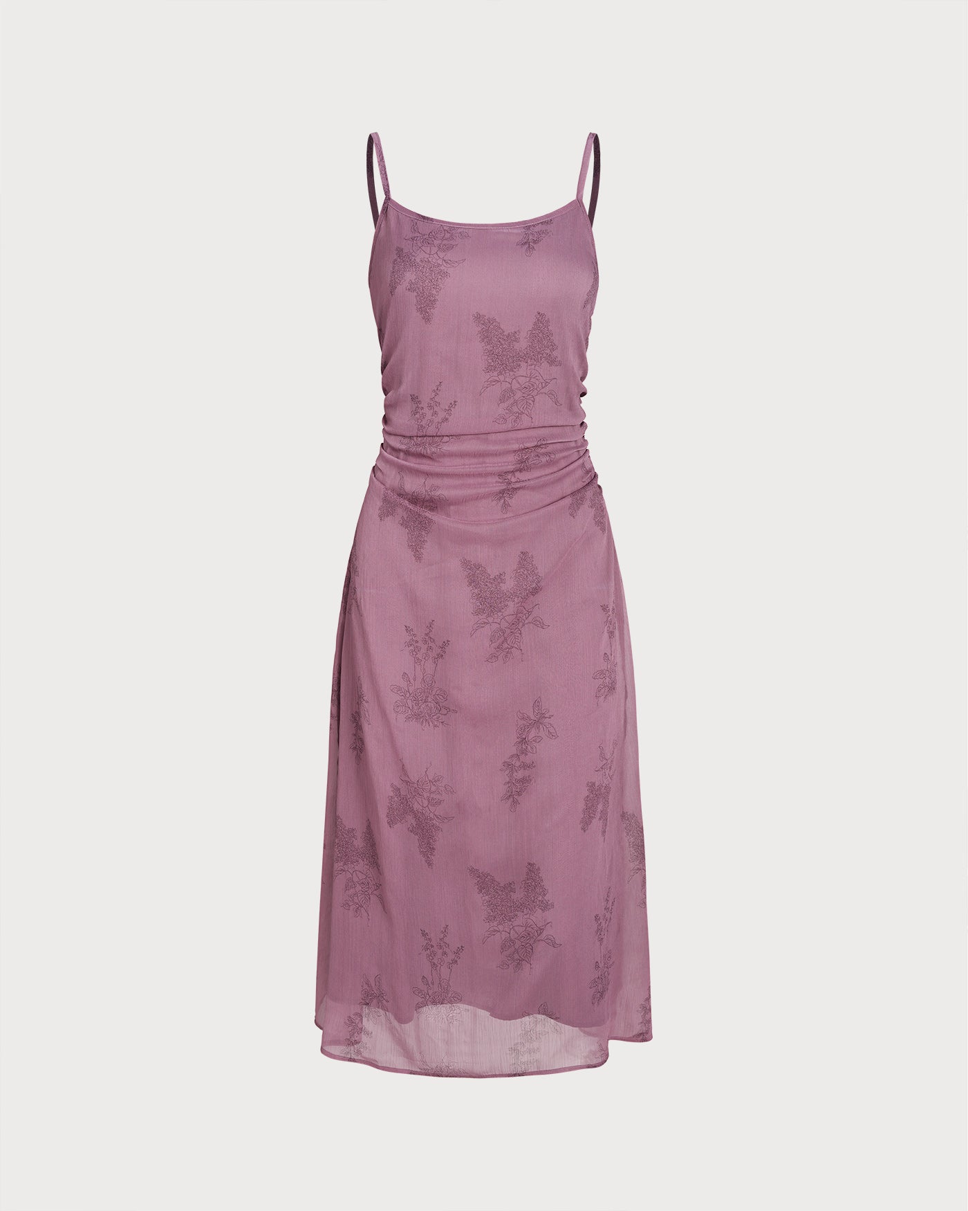 Purple Floral Ruched Slip Midi Dress & Reviews - Purple - Dresses | RIHOAS Purple Floral Ruched Slip Midi Dress & Reviews - Purple - Dresses | RIHOAS