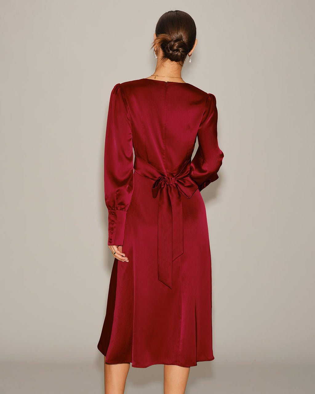 Women's Woven Polyester Midi Dress Dresses - RIHOAS