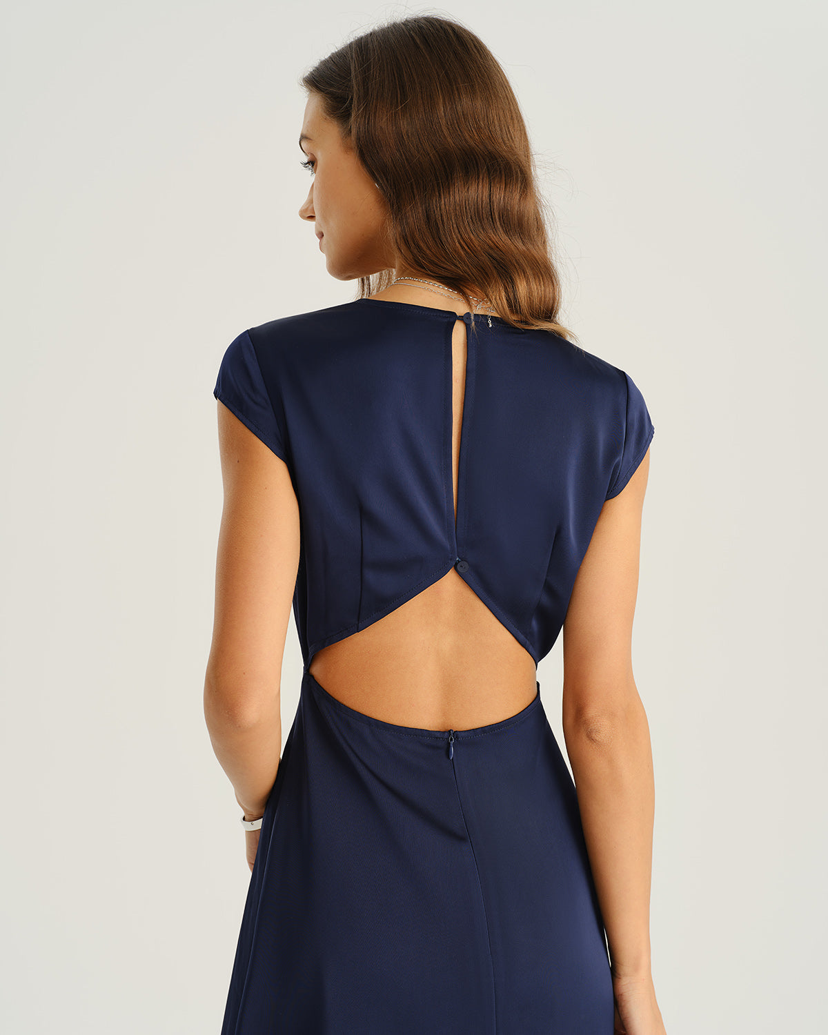 Navy Satin Cut Out Slit Midi Dress & Reviews - Navy - Dresses | RIHOAS Navy Satin Cut Out Slit Midi Dress & Reviews - Navy - Dresses | RIHOAS