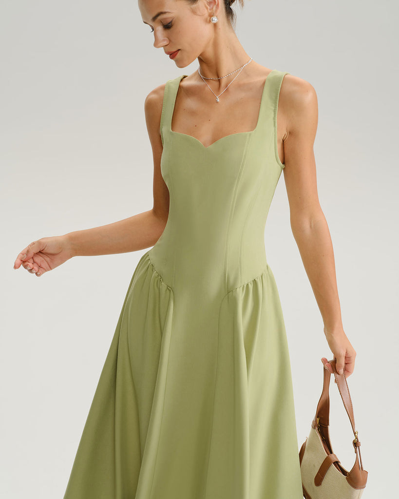 Women's Woven Polyester Midi Dress Dresses - RIHOAS