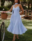 Women's Woven Polyester Midi Dress - RIHOAS