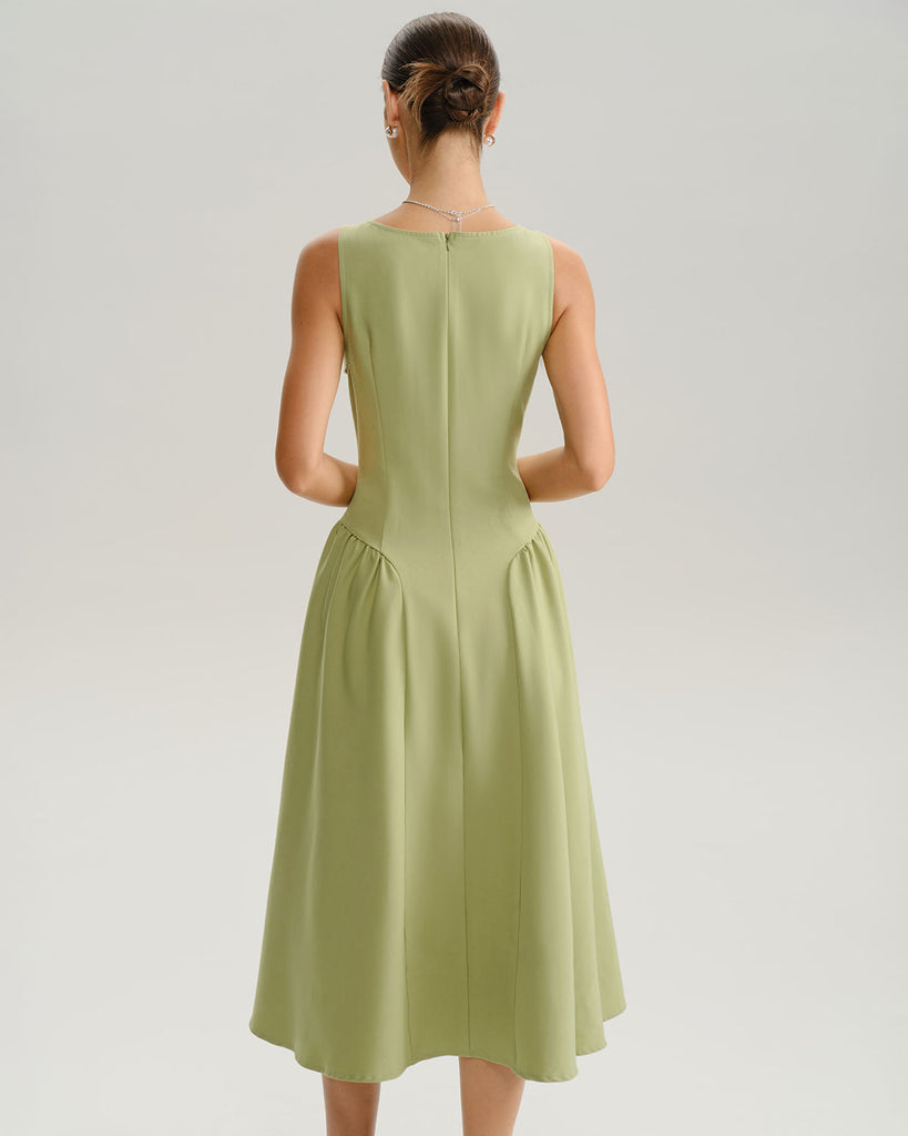 Women's Woven Polyester Midi Dress Dresses - RIHOAS