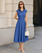 Women's Woven Polyester Midi Dress Dresses - RIHOAS