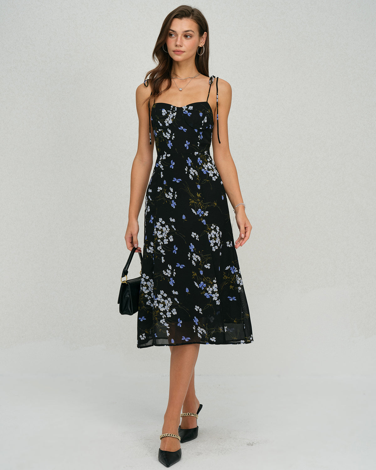 Women's Woven Polyester Midi Dress Dresses - RIHOAS