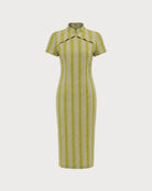 Women's Woven Polyester Midi Dress Green Dresses - RIHOAS