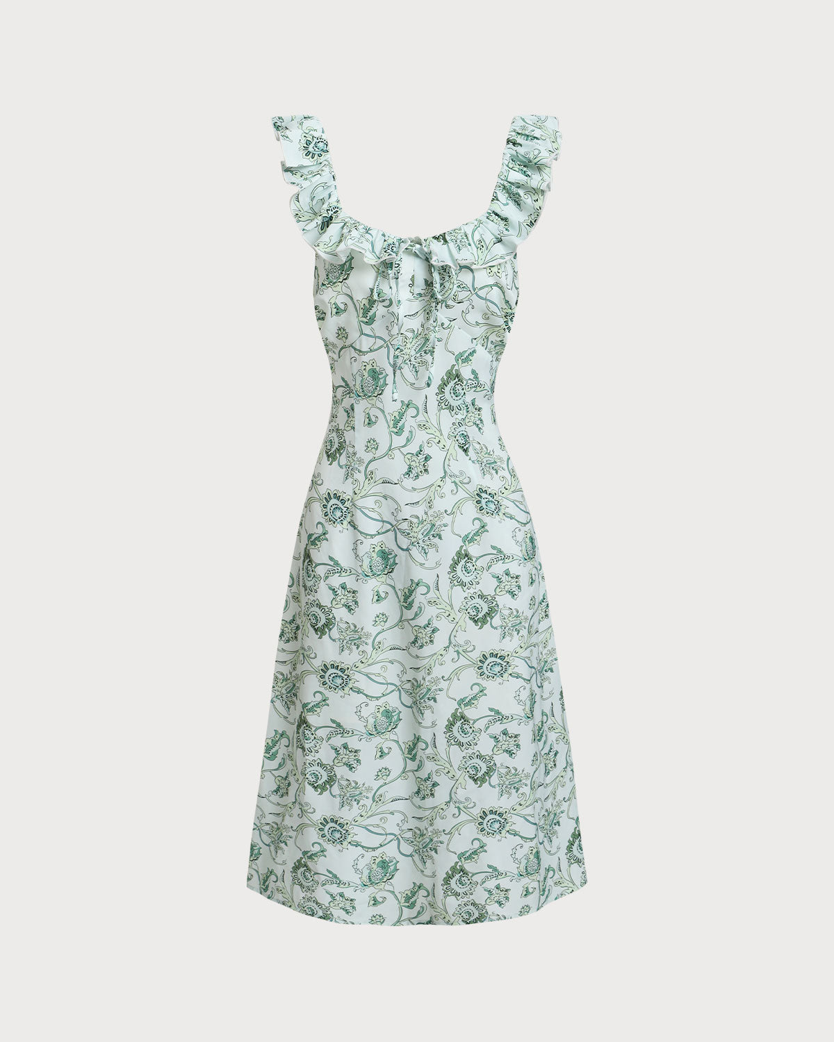 Rihoas Floral Square Neck Ruched Midi Dress for Women, Green / S Rihoas Floral Square Neck Ruched Midi Dress for Women, Green / S