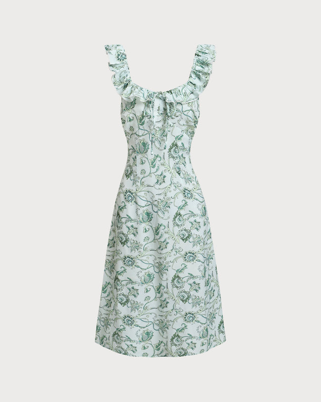 Women's Woven Polyester Midi Dress Green Dresses - RIHOAS