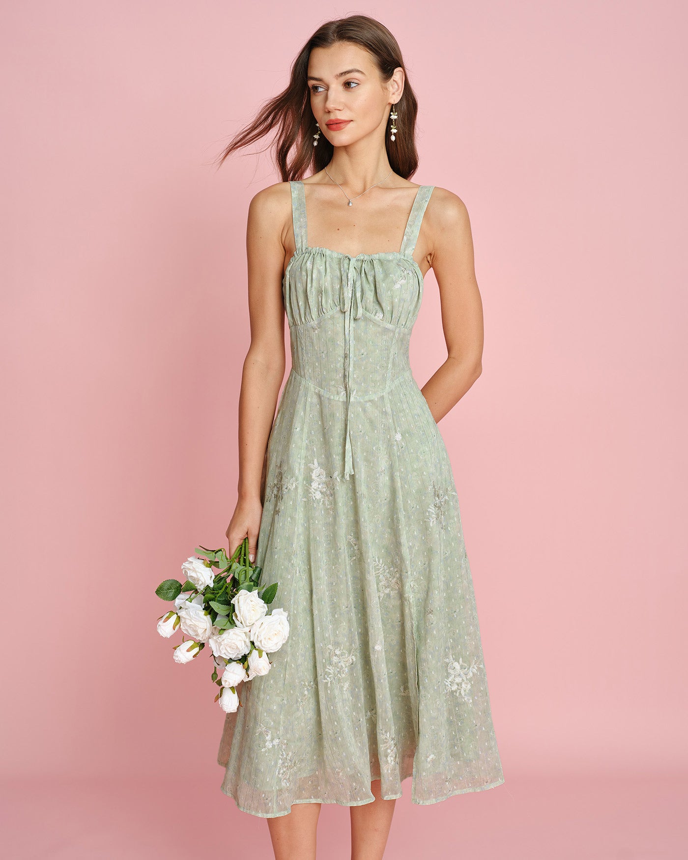 Green Jacquard Slip A-Line Midi Dress & Reviews - Green - Dresses | RIHOAS Green Jacquard Slip A-Line Midi Dress & Reviews - Green - Dresses | RIHOAS