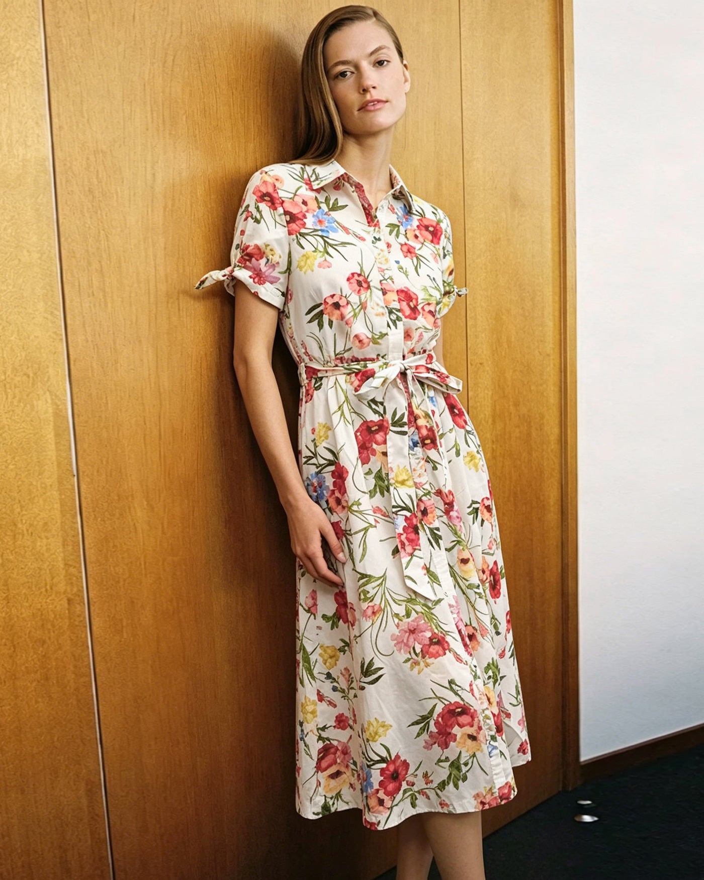Women's Woven Polyester Midi Dress Multi Dresses - RIHOAS