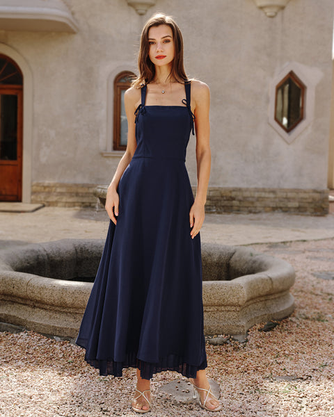 Navy Square Neck Slip Maxi Dress & Reviews - Navy - Dresses | RIHOAS