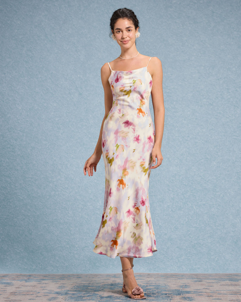 Women's Woven Polyester Midi Dress Pink Dresses - RIHOAS