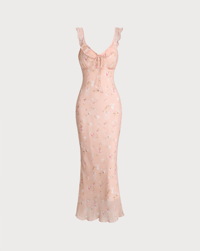 Women's Woven Polyester Midi Dress Pink Dresses - RIHOAS