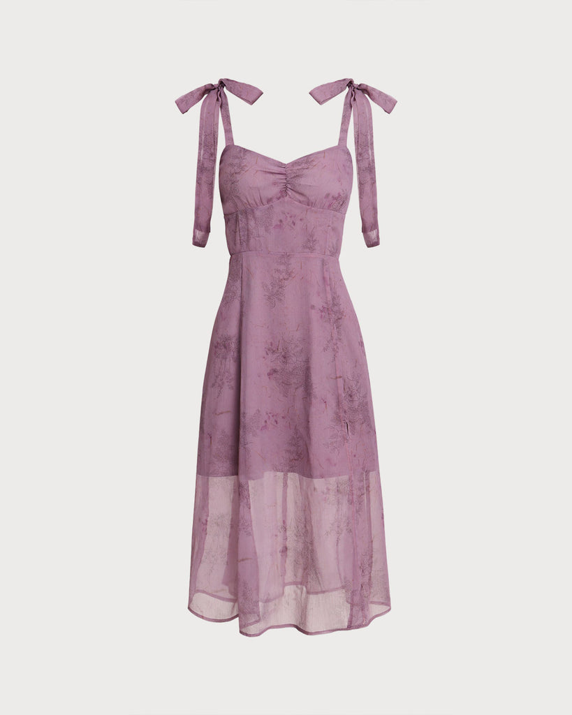 Women's Woven Polyester Midi Dress Purple Dresses - RIHOAS