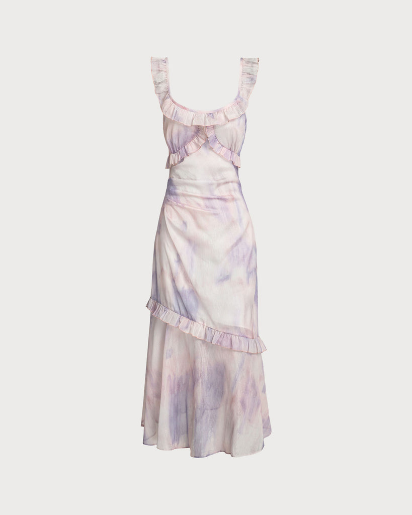 Women's Woven Polyester Midi Dress Purple Dresses - RIHOAS