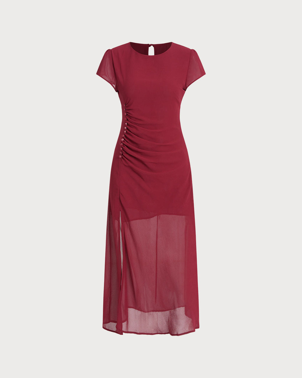 Women's Woven Polyester Midi Dress Red Dresses - RIHOAS