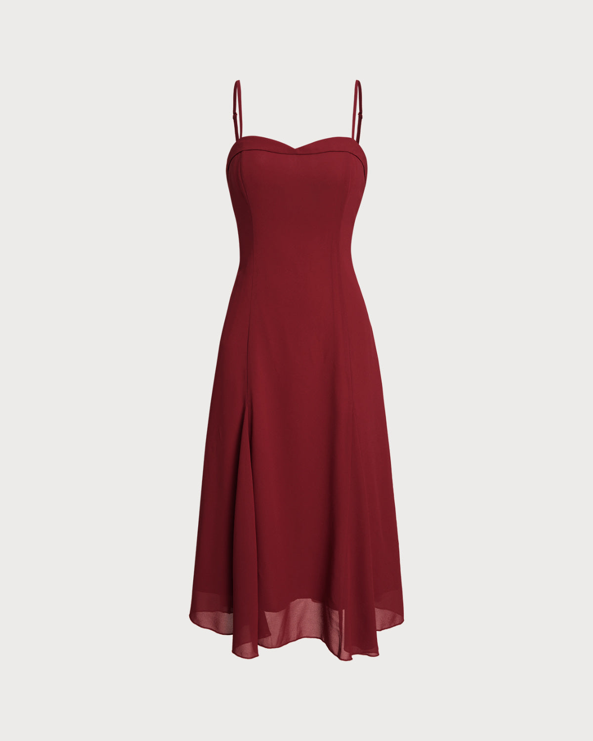 Rihoas Chiffon Midi Dress Sweetheart Neck Spaghetti Strap for Valentine's Date, Wedding Guest, Red / XL Rihoas Chiffon Midi Dress Sweetheart Neck Spaghetti Strap for Valentine's Date, Wedding Guest, Red / XL