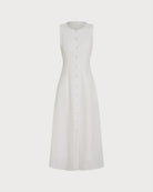 Women's  Woven Polyester Midi Dress White Dresses - RIHOAS