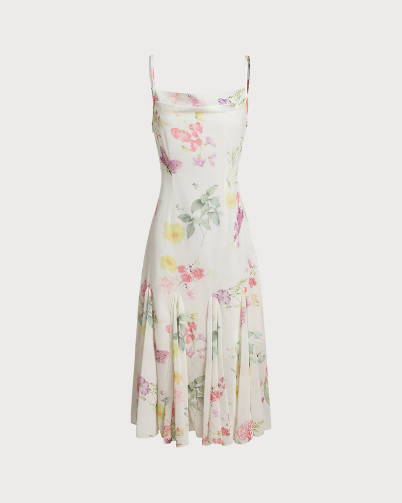 Women's Woven Polyester Midi Dress White Dresses - RIHOAS