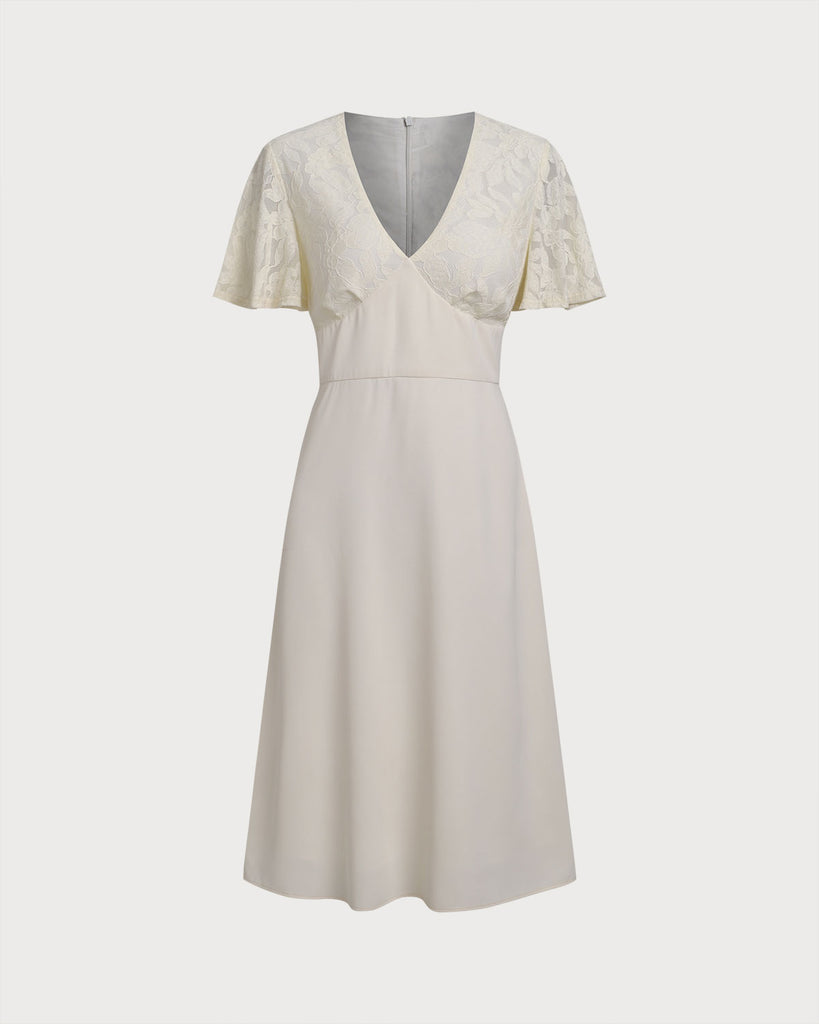 Women's Woven Polyester Midi Dress White Dresses - RIHOAS