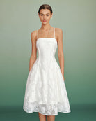Women's Woven Polyester Midi Dress White Dresses - RIHOAS