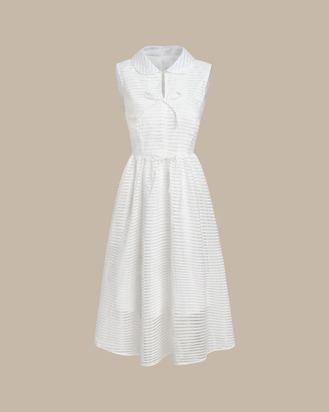 Women's Woven Polyester Midi Dress White Dresses - RIHOAS
