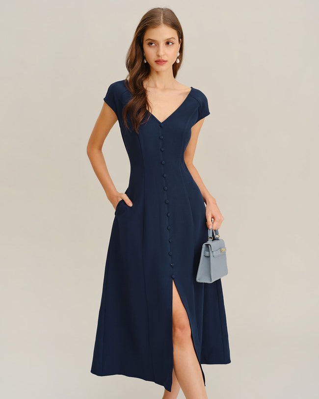 Women's Woven Polyester Midi Dress White Dresses - RIHOAS