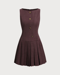 Women's Woven Polyester Midi Dress Wine Red Dresses - RIHOAS