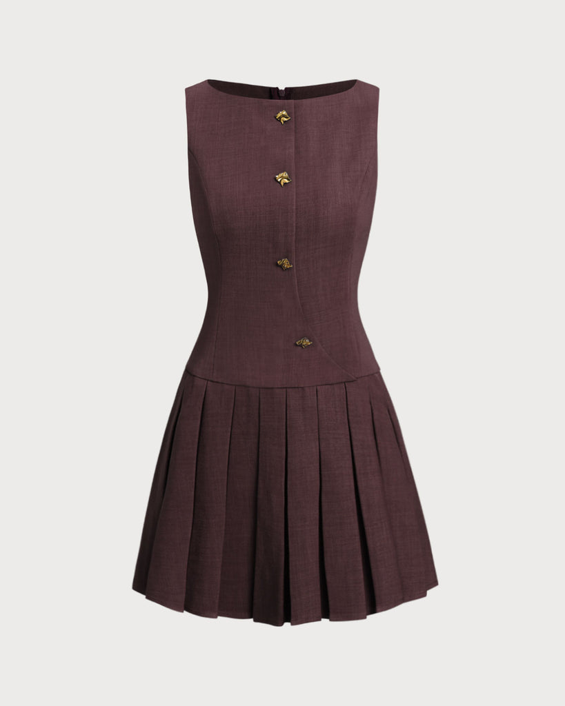 Women's Woven Polyester Midi Dress Wine Red Dresses - RIHOAS