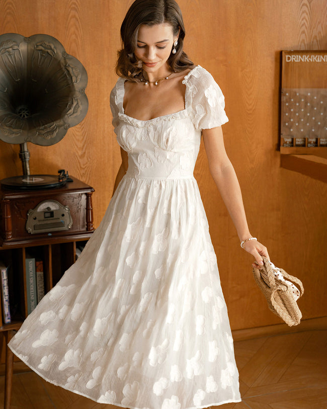 Women's Woven Polyester Midi Dresses Beige Dresses - RIHOAS