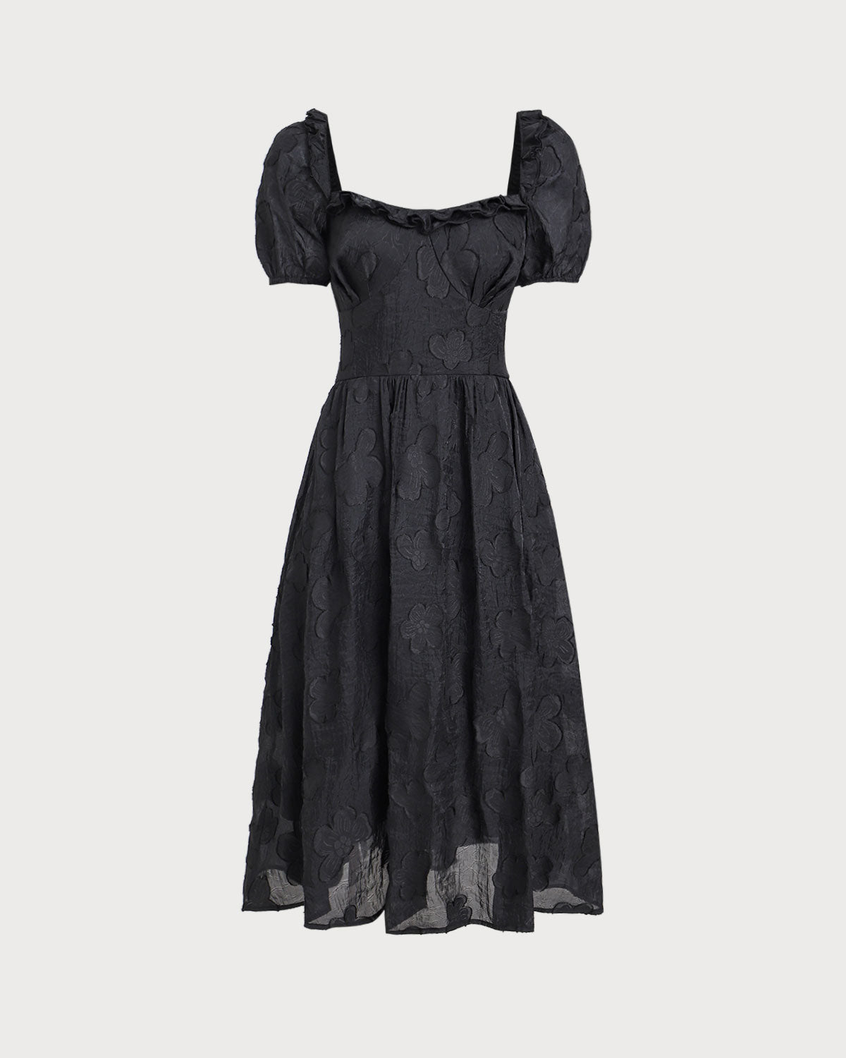 Women's Woven Polyester Midi Dresses Black Dresses - RIHOAS