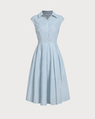 Women's Woven Polyester Midi Dresses Blue Dresses - RIHOAS