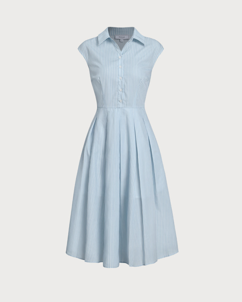 Women's Woven Polyester Midi Dresses Blue Dresses - RIHOAS