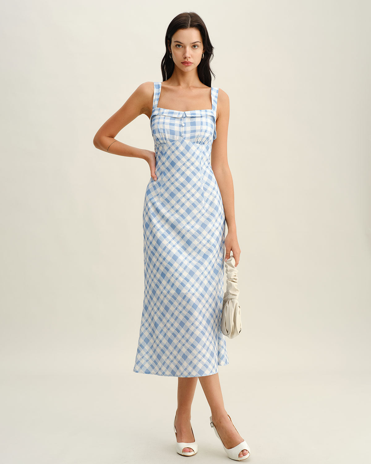 Women's Woven Polyester Midi Dresses Blue Dresses - RIHOAS