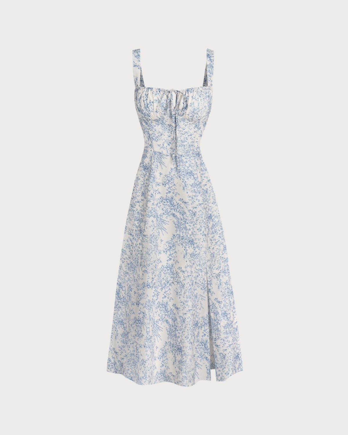 Blue Floral Ruched Slip Midi Dress Blue Floral Ruched Slip Midi Dress