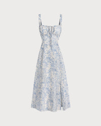 Women's Woven Polyester Midi Dresses Blue Dresses - RIHOAS