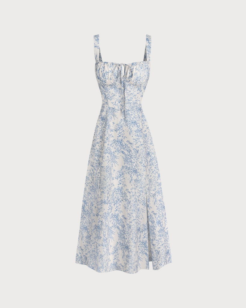 Women's Woven Polyester Midi Dresses Blue Dresses - RIHOAS